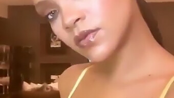 Black beauty Rihanna's homemade selfie with big cleavage and bra