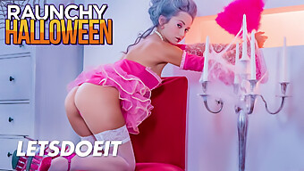 Shrima Malati, A Stunning Teen Babe In Gothic Cosplay, Gets Her Pussy Ravished By A Fat Cock On Halloween