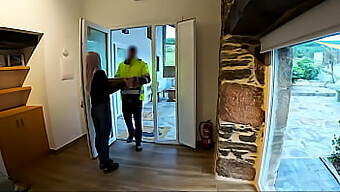 Surprising Encounter With The Delivery Man Leads To A Passionate Blowjob And Real Sex