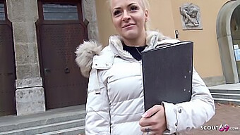 German Girl Seduces College Student For Sex During Real Street Casting