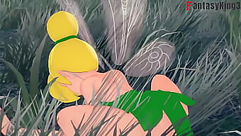 Fairy Tinker Bell engasjerer seg i seksuell aktivitet mens en annen fe observerer | Peter Pan-inspirert | Kort (med rødt)