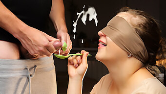 Blindfolded Surprise Leads To Homemade Food With Cum In Mouth Swallow