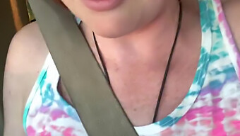 Amateur Female'S Funny Close-Up Of Eating Candy And Unintentionally Wanking During Travel